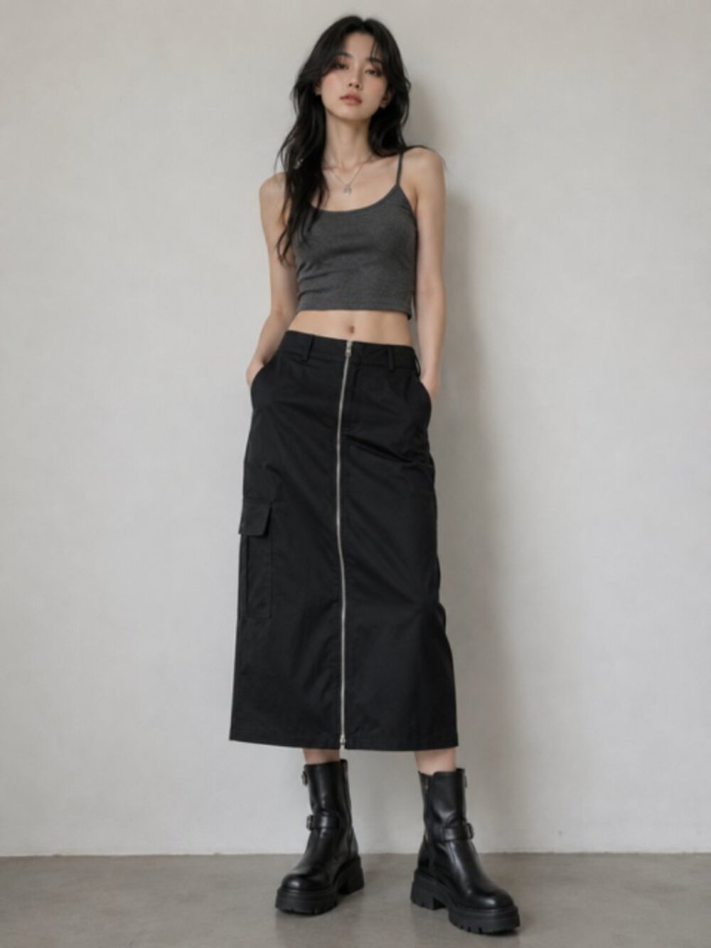 Black zipper zara skirt